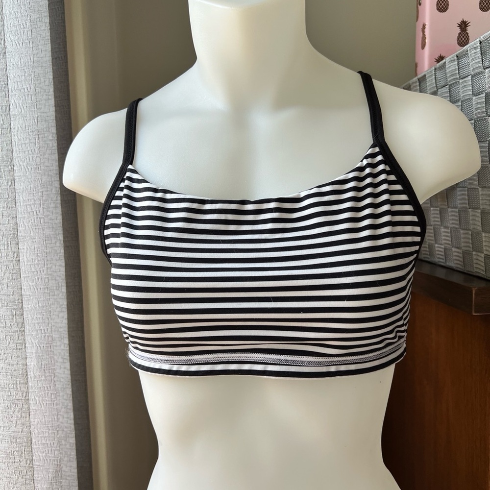 Buffbunny Black and White Striped Reversible Sports Bra
